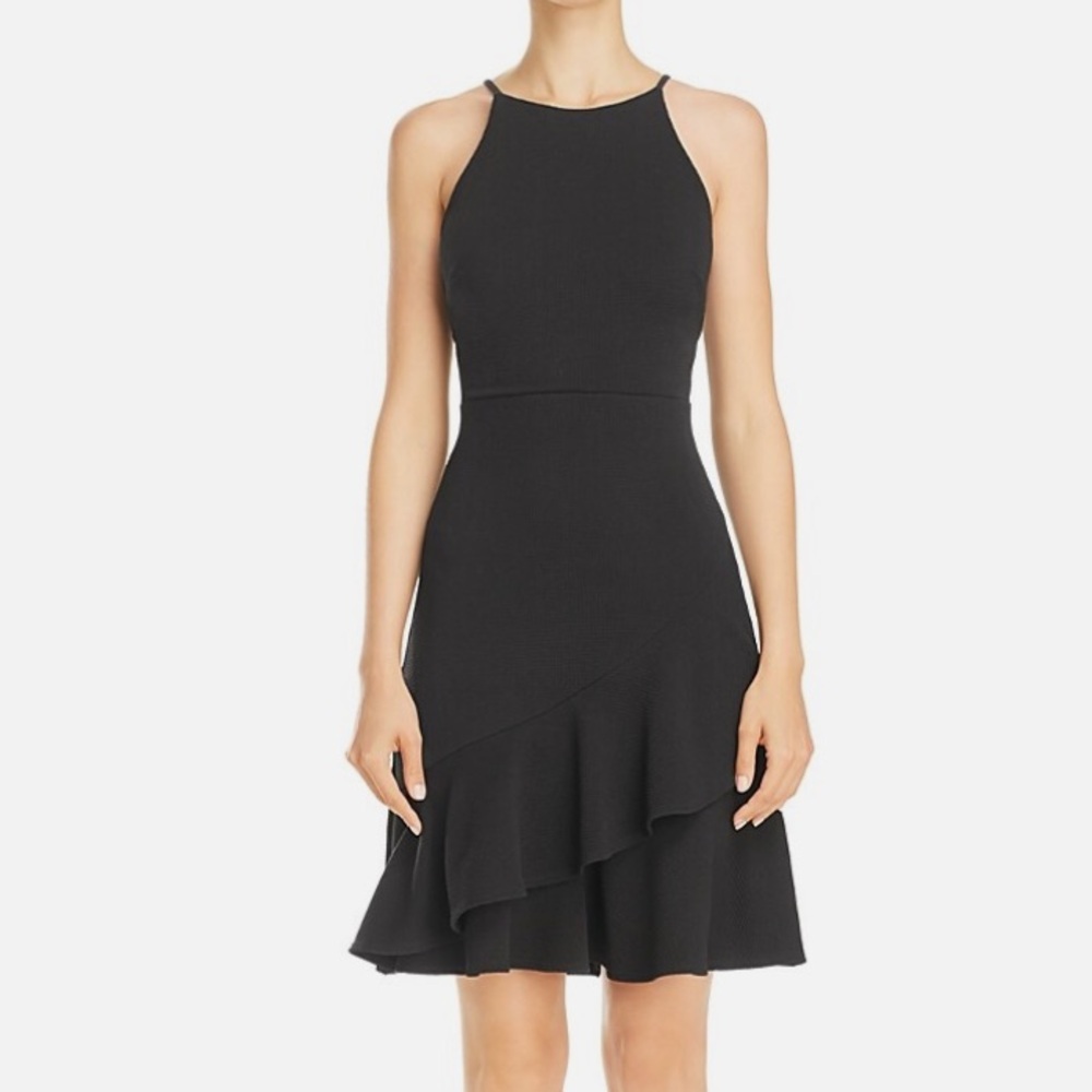Aqua Women's Elegant Black Halter Mini Dress